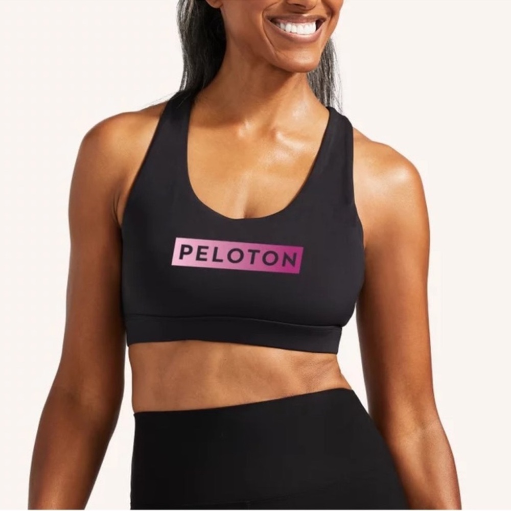 Peloton Go Further Racerback Sports Bra with Back Ventilation Slits Black M